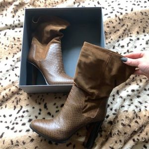 VINCE Snake-Suede Boots